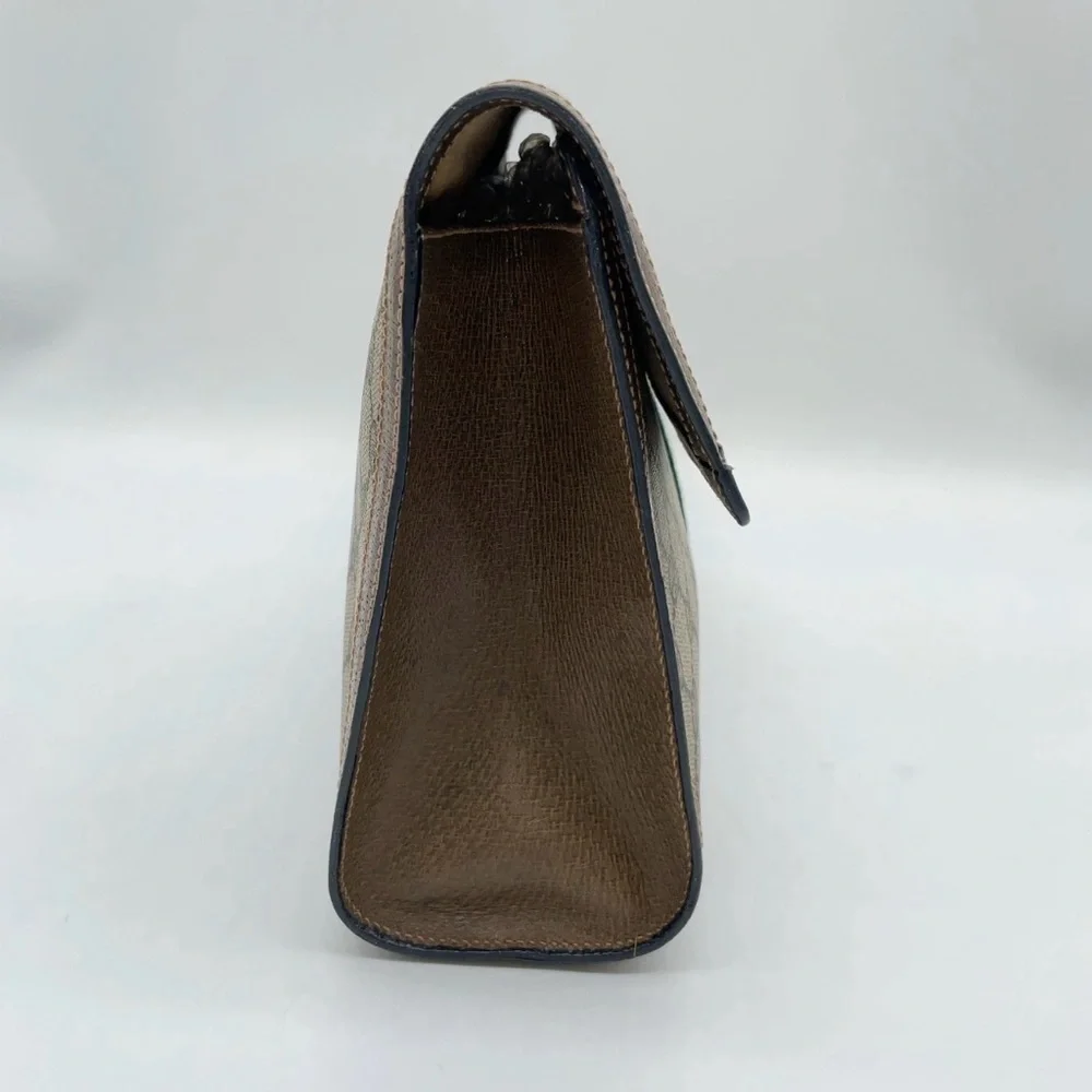 Auth Gucci GG Supreme Sherry Line PVC Clutch Bag
